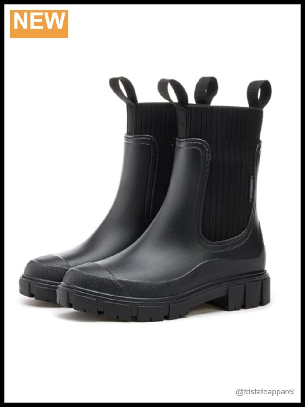 Waterproof Chelsea Rain Boots Chunky Heel Non-Slip Women's Ankle Booties